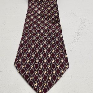 Bill Blass Silk Burgandy/ Gold/ Green 56" Tie